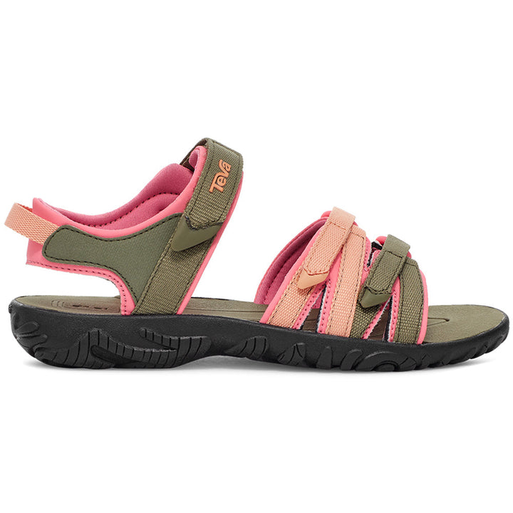 Quarter view Kid's Teva Footwear style name Youth Tirra in color Burnt Oliv. Sku: 1019395YBTOL