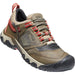Quarter view Men's Keen Footwear style name Ridge Flex Waterproof Wide in color Tiberwolf/ Ketchup. Sku: 1025417