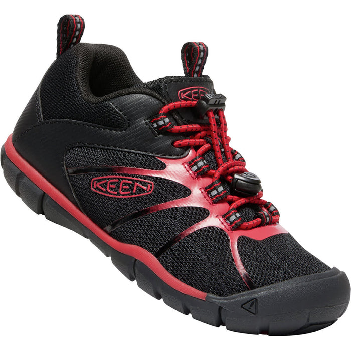 Quarter view Kids Keen Footwear style name Chandler 2 CNX color Black/ Red Carpet. Sku: 1026496