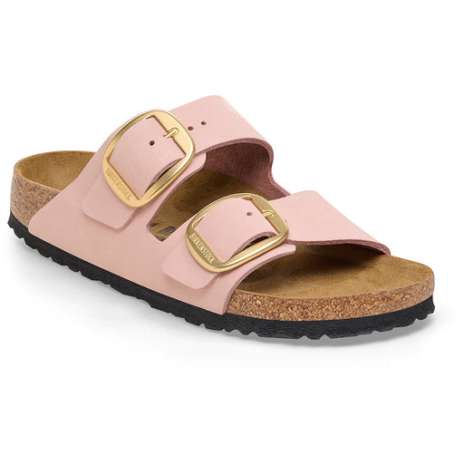 Quarter view Women's Birkenstock Footwear style name Arizona Big Buckle Narrow in color Soft Pink. Sku: 1026583