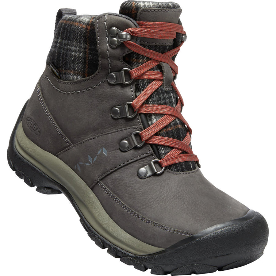 Quarter view Women's Keen Footwear style name Kaci III Winter Mid Waterproof color Magnet/ Black Steel. Sku: 1026719