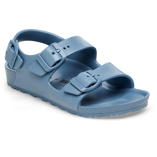 Quarter view Kid's Birkenstock Footwear style name Milano Eva Kids in color Elemental Blue. Sku: 1026744