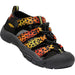 Quarter view Kids Keen Footwear style name Newport H2 color Cheetah Rainbow. Sku: 1026855