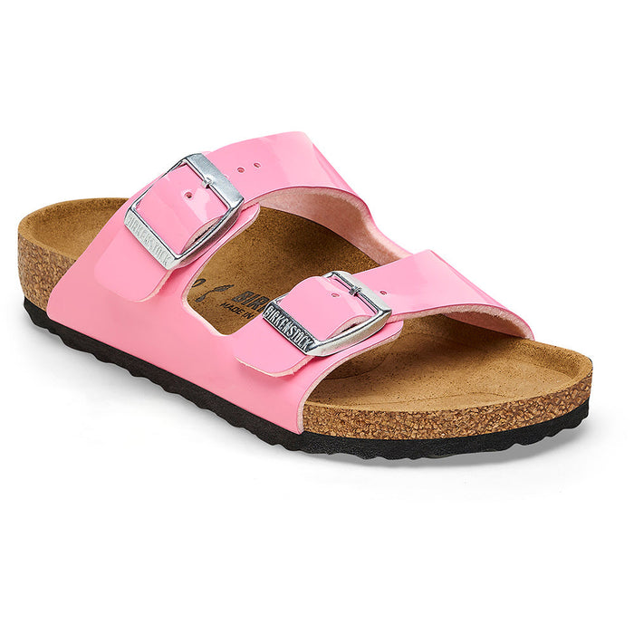 Quarter view Kid's Birkenstock Footwear style name Arizona Narrow in color Candy Pink. Sku: 1027133