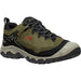 Quarter view Men's Keen Footwear style name Targhee Iv Waterproof in color Dark Olive/Gold Flame. Sku: 1028996