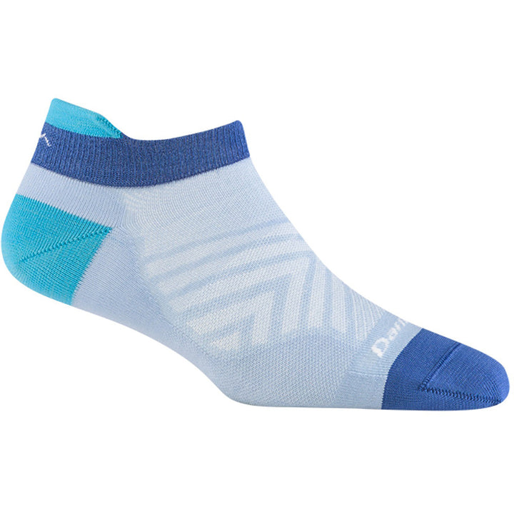 Quarter view Women's Darn Tough Sock style name Run No Show Tab Ultra Light in color Sky. Sku: 1043-SKY