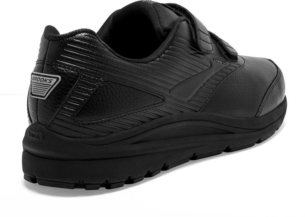 Back view Women's Brooks Footwear style name Addiction Walker V-Strap 2 Double Wide in color Black. Sku: 110320-4E072