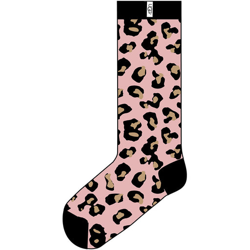 Quarter view SOCKS UGG Sock style name Leslie Graphic Crew Sock in color Soft Kiss Leopard. Sku: 1105868-SKLP