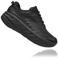 Side view Women's Hoka Bondi Slip Resistant in Black. Sku: 1110521BBLC