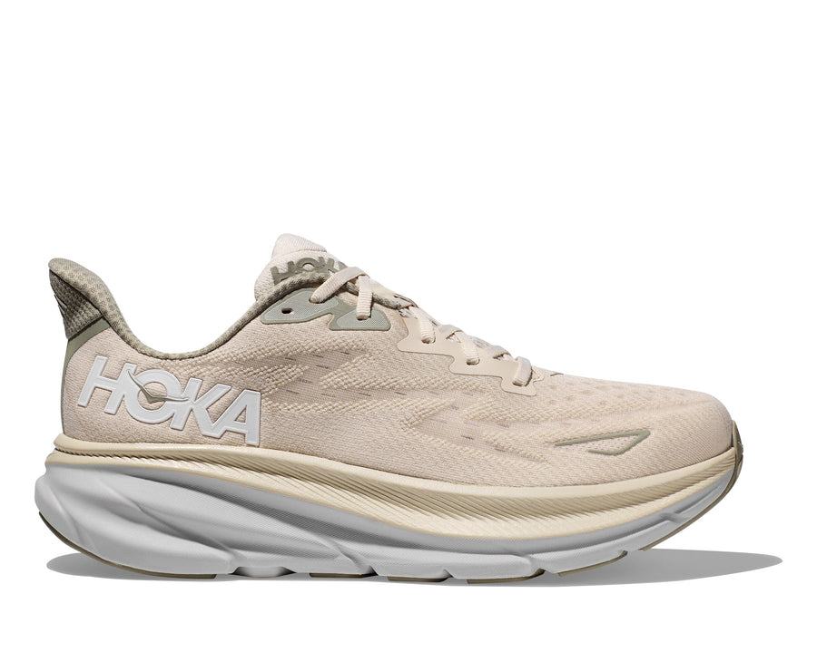 Quarter view Men's Hoka Footwear style name Clifton 9 in color Okb. Sku: 1127895OKB