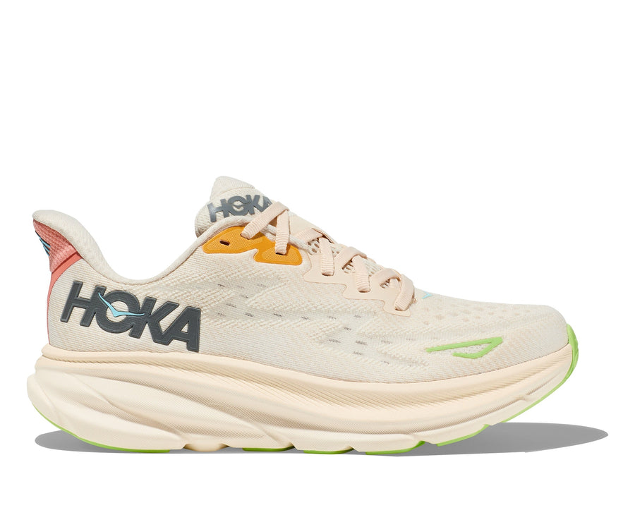 Quarter view Women's Hoka Footwear style name Clifton 9 in color Vls. Sku: 1127896VLS