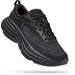 Quarter view Women's Hoka Footwear style name Bondi 8 in color Black/ Black. SKU: 1127952BBLC