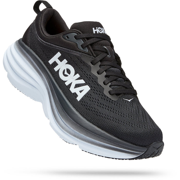 HOKA ONE ONE Bondi 8 Wide Womens Shoes Size 10.5, Color: Black/White