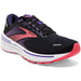 Quarter view Women's Brooks Footwear style name Adrenaline GTS 22 Medium in color Black/ Purple/ Coral. Sku: 120353-1B080