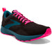 Quarter view Women's Brooks Footwear style name Revel 5 Medium color Black/Blue/Pink. Sku: 120361-1B067