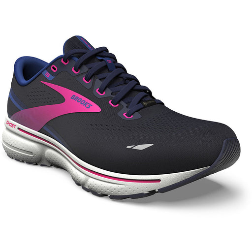 Quarter view Women's Brooks Footwear style name Ghost 15 Gore-Tex Medium in color Peacoat/ Blue/ Pink. Sku: 120382-1B460