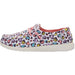 Quarter view Kids Hey Dude Footwear style name Wally Youth color White Leopard. Sku: 130120170