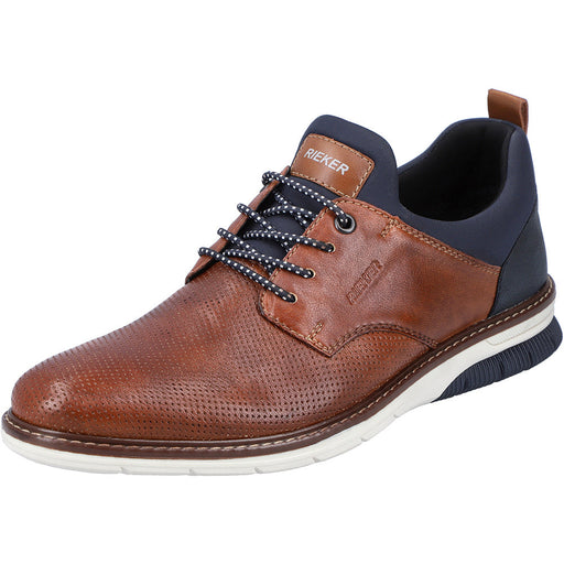 Quarter view Men's Rieker Footwear style name Dustin 50         in color Gaucho/Lake/Navy/Amaretto. Sku: 14450-22
