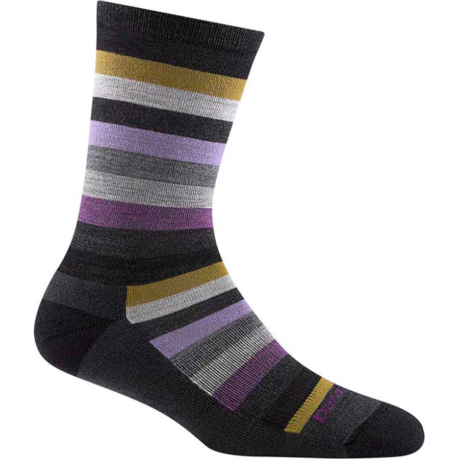 Quarter view Women's Darn Tough Sock style name Mystic Stripe Crew Light Cushion color Gray. Sku: 1644-GRAY