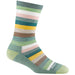 Quarter view Women's Darn Tough Sock style name Mystic Stripe Light Cushion in color Seafoam. Sku: 1644-SEAFOAM