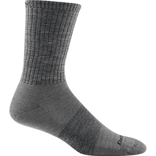 Quarter view Men's Darn Tough Sock style name The Standard color Med Gray. Sku: 1657-MEDGRY