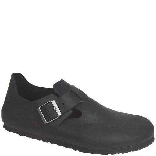 Quarter view Women's Footwear style name LONDON LTHR REG in color Black. SKU: 166541