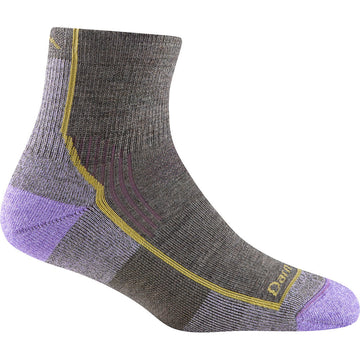 Quarter view Women's Darn Tough Sock style name Hiker 1/4 Crew Mid Cushioin color Taupe. Sku: 1958-TAUPE