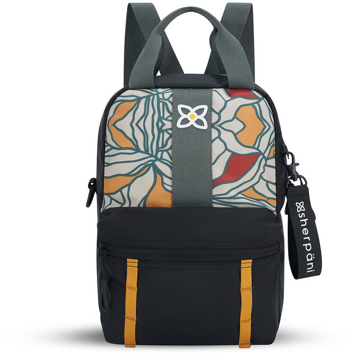 Quarter view Women's Sherpani Hand Bag style name Logan Mini Backpack in color Fiori. Sku: 23-LOGAN14110