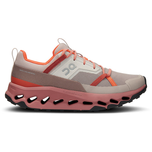 Quarter view Women's On Running Footwear style name Cloudhorizon in color Fog/Mahogany. Sku: 3WE10012304