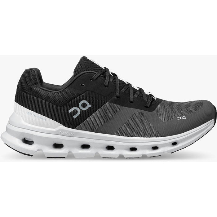 Quarter view Women's On Running Footwear style name Cloudrunner 2 in color Eclipse Black. Sku: 3WE10130264