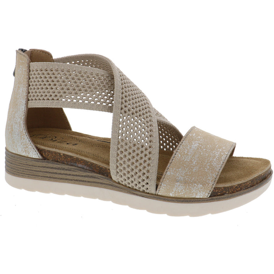 Quarter view Women's Biza Footwear style name Bree in color Sand Metallic. Sku: 4024215