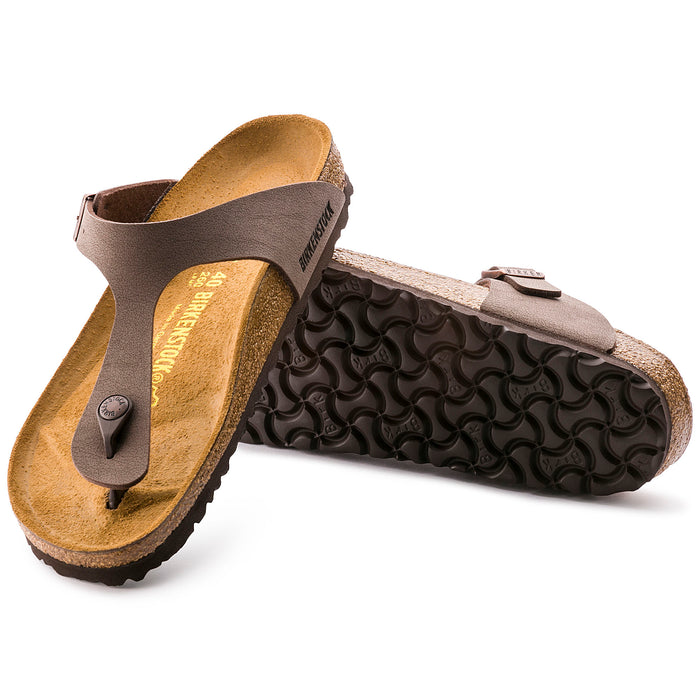 Sole view Women's Birkenstock Footwear style name Gizeh Birkibuc Regular in color Mocha Bb. Sku: 43752
