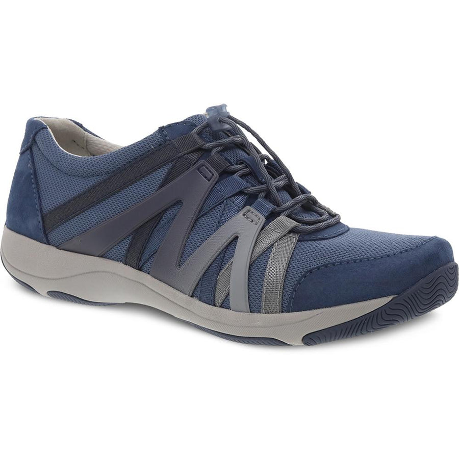 Quarter view Women's Dansko Footwear style name Henriette in color Navy Suede. Sku: 4852-757575