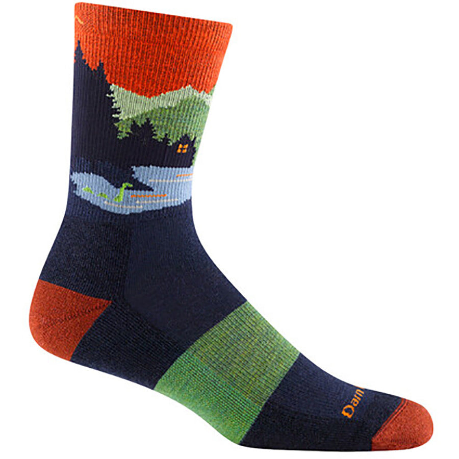 Quarter view Men's Darn Tough Sock style name Close Encounters Micro Crew in color Eclipse. Sku: 5014-ECLIPSE