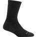 Quarter view Women's Darn Tough Sock style name Solid Basic Crew Light color Black. Sku: 6012-BLACK