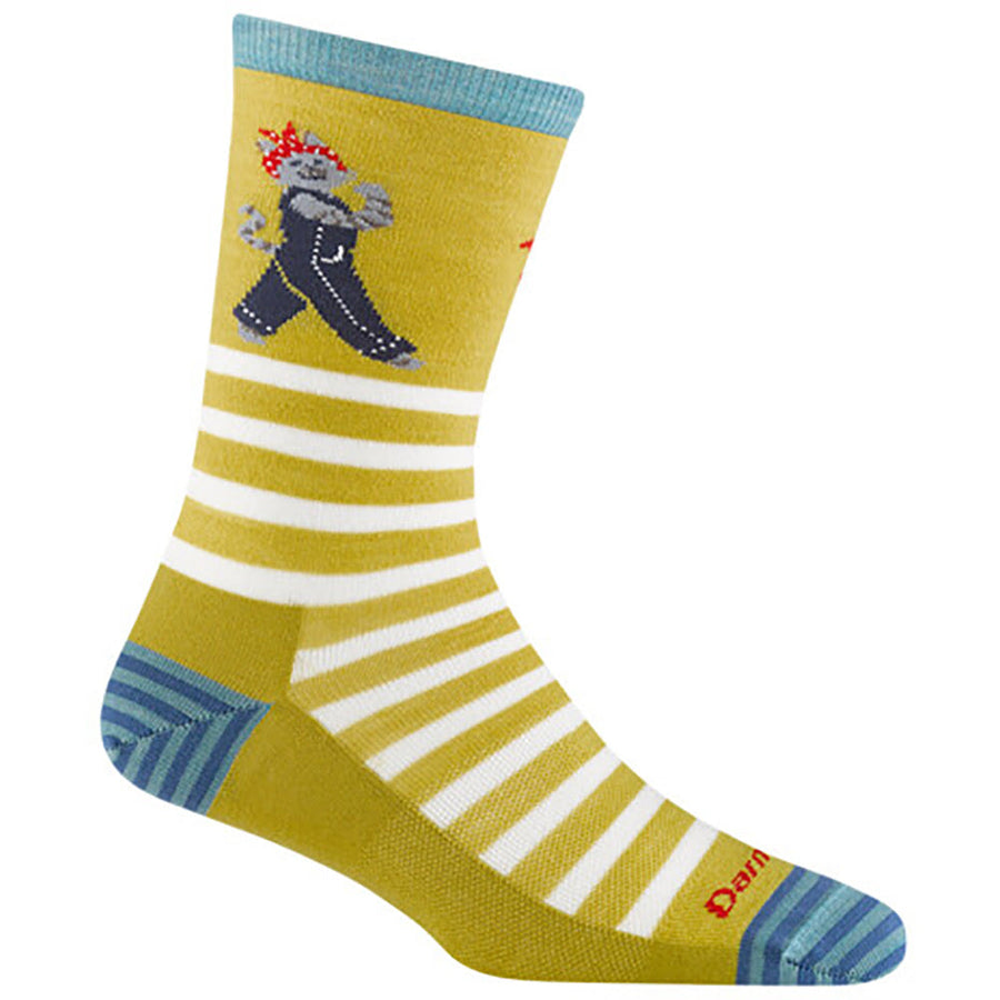 Quarter view Women's Darn Tough Sock style name Animal Haus Crelt in color Buttercup. Sku: 6037-BUTTERCUP