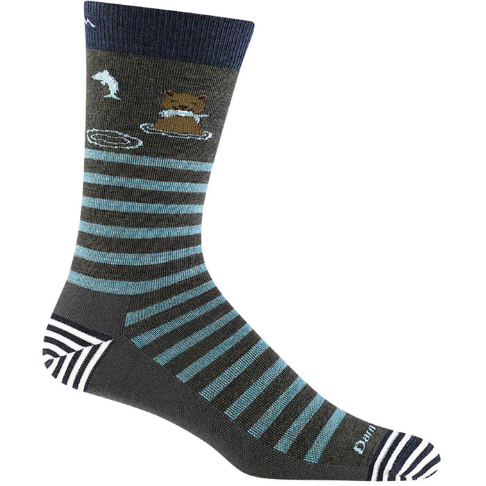 Quarter view Men's Darn Tough Sock style name Animal Haus Crelt in color Forest. Sku: 6066-FOREST