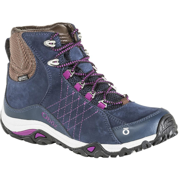 Quarter view Women's Oboz Footwear style name Sapphire Mid B-Dry in color Huckleberry. Sku: 70602-HB
