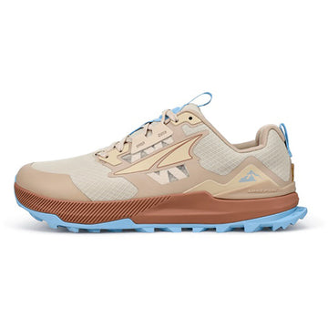 Quarter view Women's Altra Footwear style name Lone Peak 7 Wide in color Tan. Sku: AL0A82CS-922