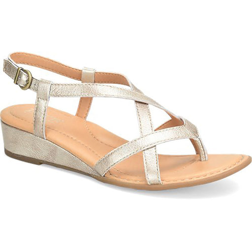 Quarter view Women's Born Footwear style name Sibyl in color Gold Metal. Sku: BR0055730