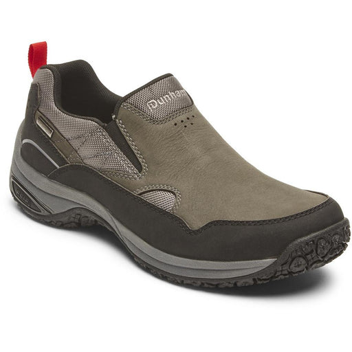 Quarter view Men's Dunham Footwear style name Ludlow Cloud Plus Slip On in color Grey. Sku: CI4302