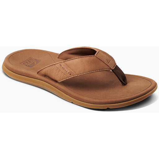 Quarter view Men's Reef Footwear style name Leather Santa Ana in color Brown. Sku: CJ2902