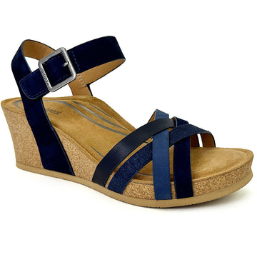 Quarter view Women's Aetrex Footwear style name Noelle in color Navy. Sku: CK141W