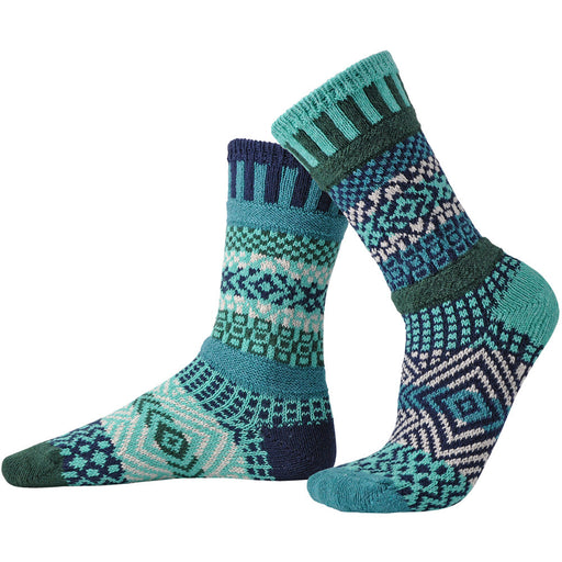 Quarter view Women's Solmate Sock style name Solmate Crew in color Evergreen. Sku: CREW-EVG