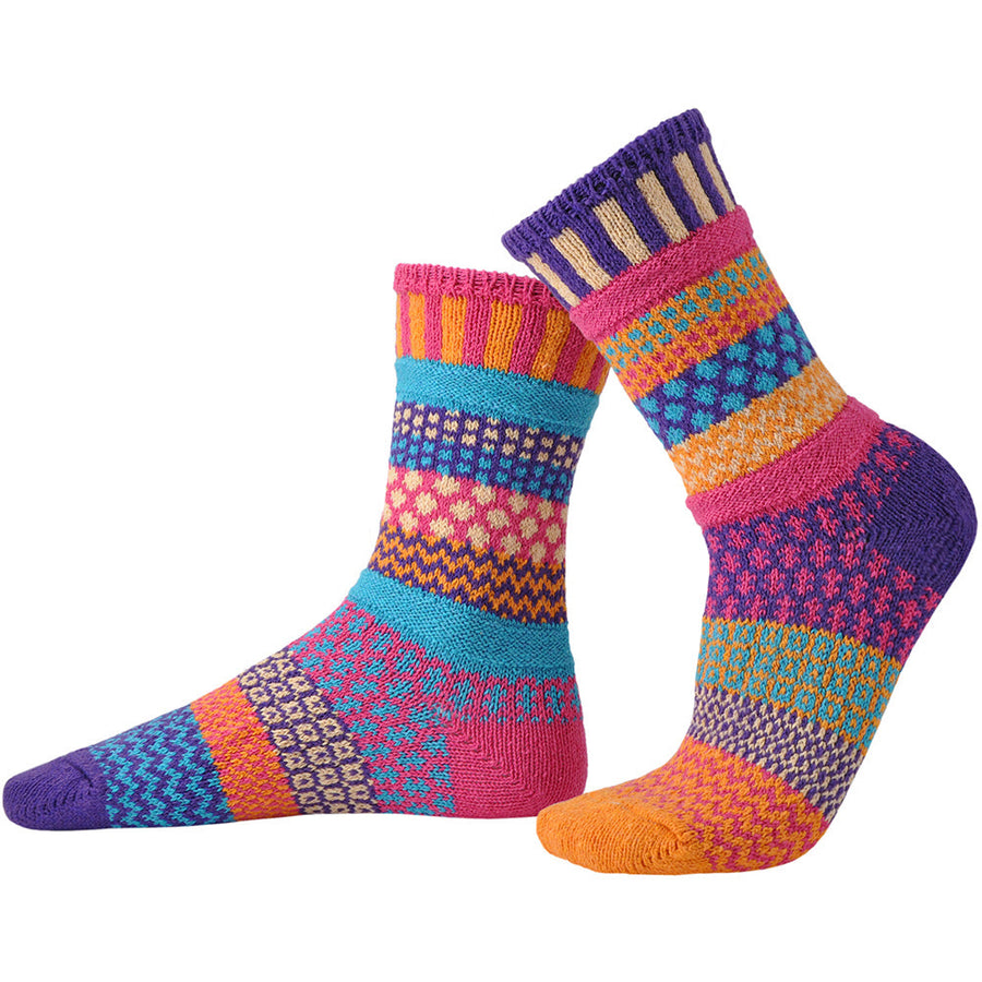 Quarter view Women's Solmate Sock style name Solmate Crew in color Sunny. Sku: CREW-SUN