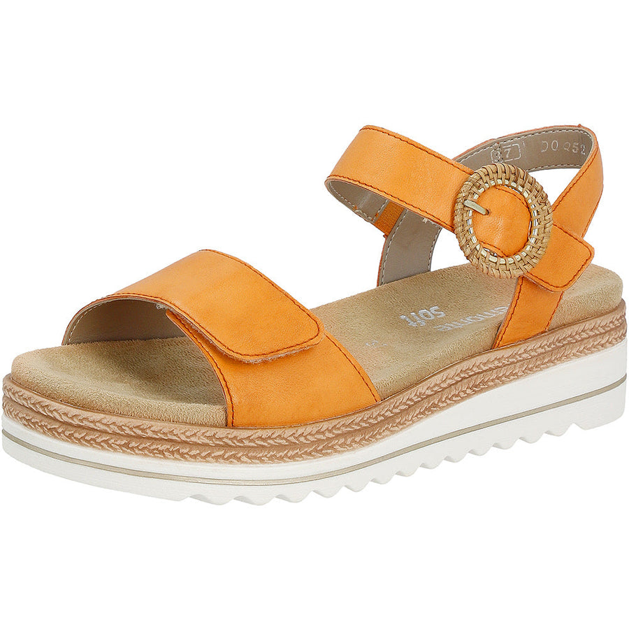 Quarter view Women's Remonte Footwear style name Nikita 52 in color Mandarine. Sku: D0Q52-38