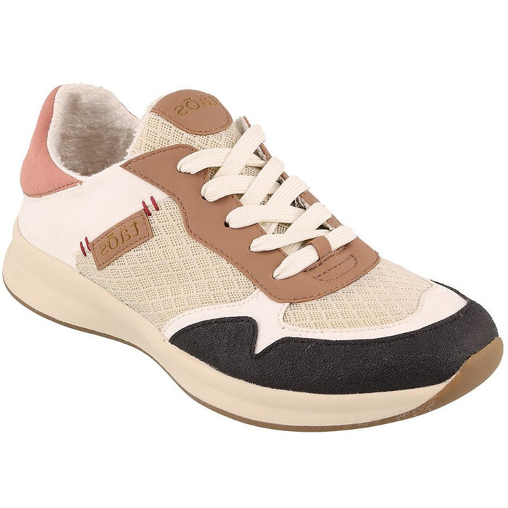 Quarter view Women's Taos Footwear style name Direction in color Biege/Rose. Sku: DIR-14046BGRM