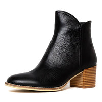 Side View Women's Django & Juliette Mockas Boot In Black/ Natural Heel Leather Sku: Dj12670Bblle