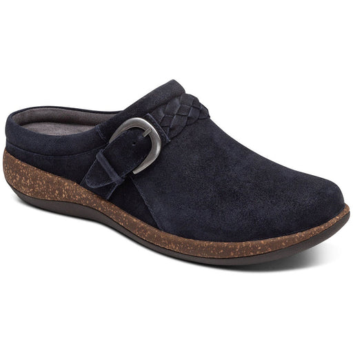 Quarter view Unisex Aetrex Footwear style name Libby color Navy. Sku: DM215W