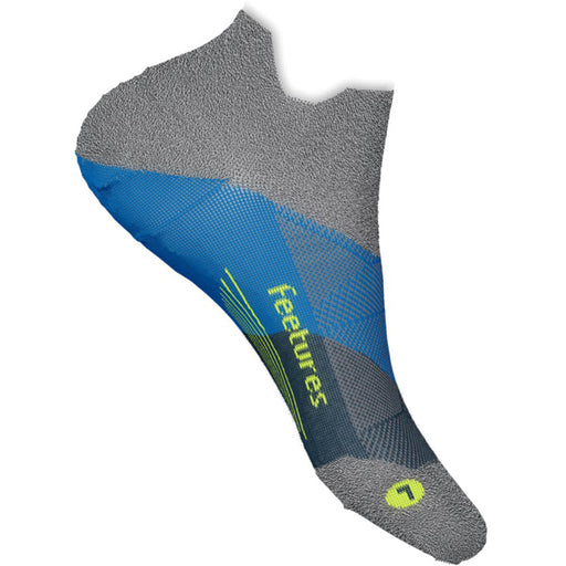 Quarter view Unisex Feetures Sock style name Elite Light Cushion No Show in color Gravity Gray. Sku: E5012638